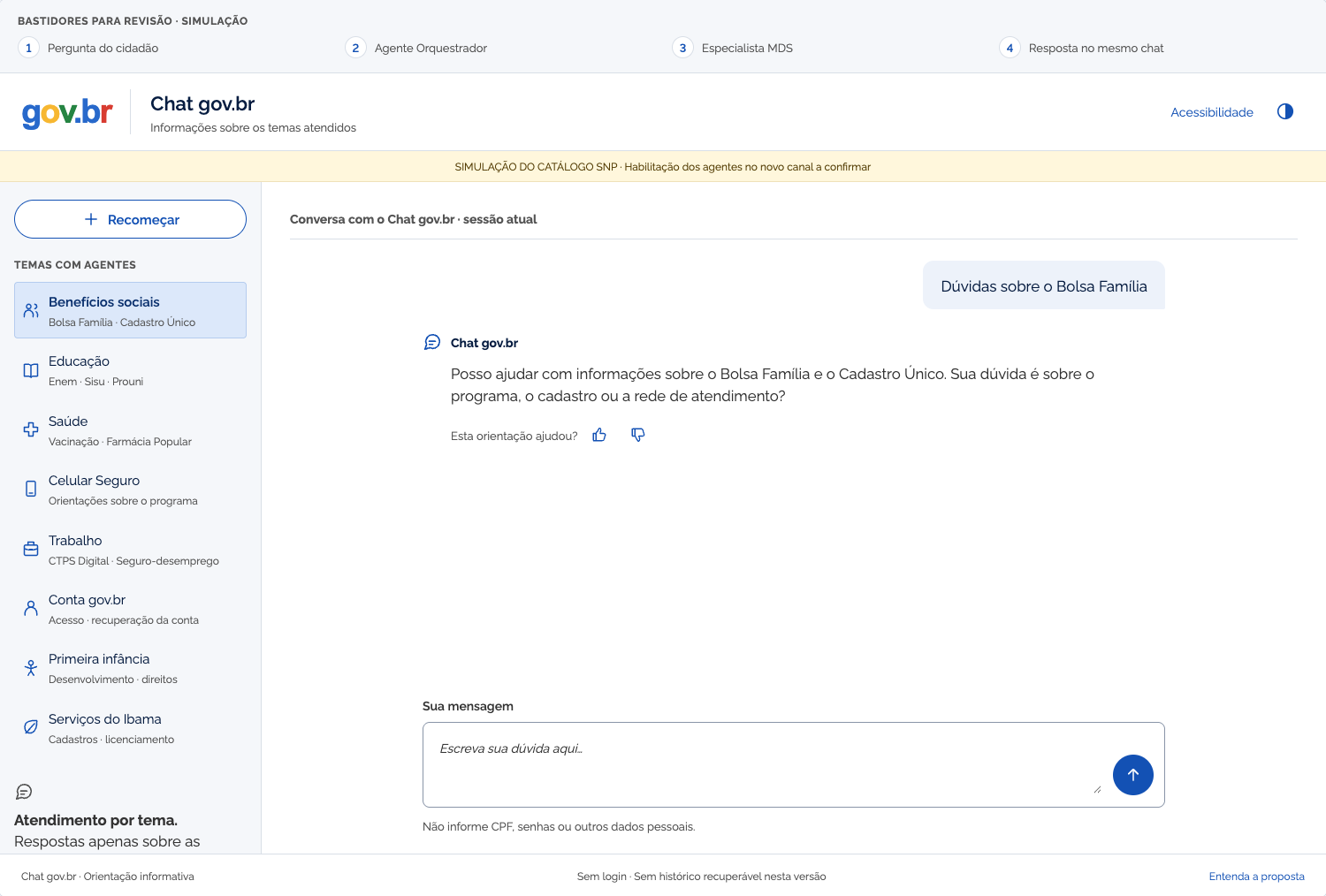 Mockup simulado: Resposta no mesmo chat.